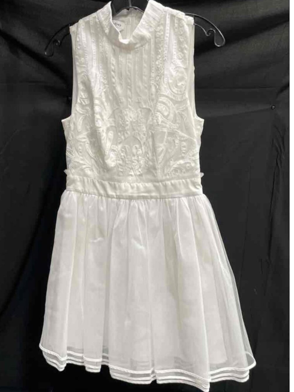 Vintage Y2K Bebe White Mock Neck Dress Tulle Skirt Wedding Bachelorette Size 6